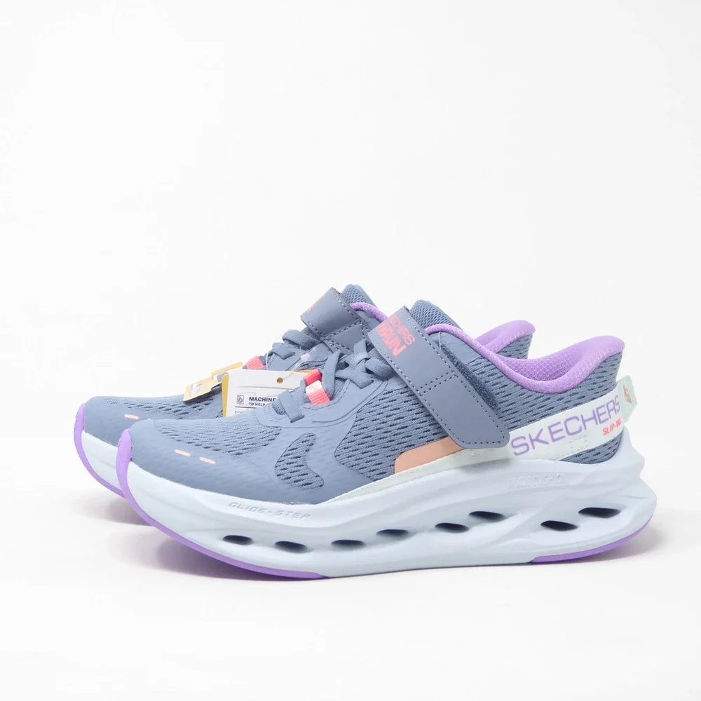 Skechers Kids Girls Max Cushioning Glide-Step Sneakers Blue GORUN Slip-Ins Sz 2